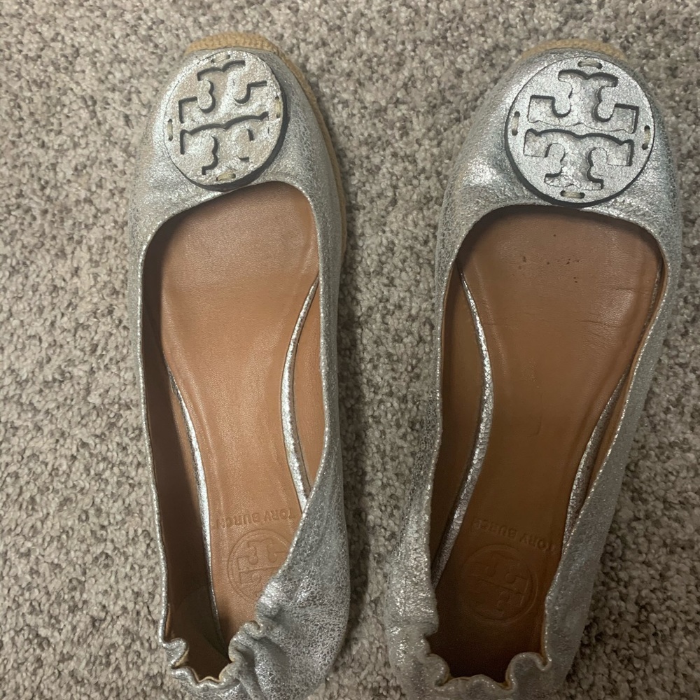 Tory Burch Silver Espadrilles